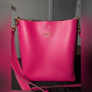Coach Pebbled Leather Small Town Bucket Bag in Hot Pink